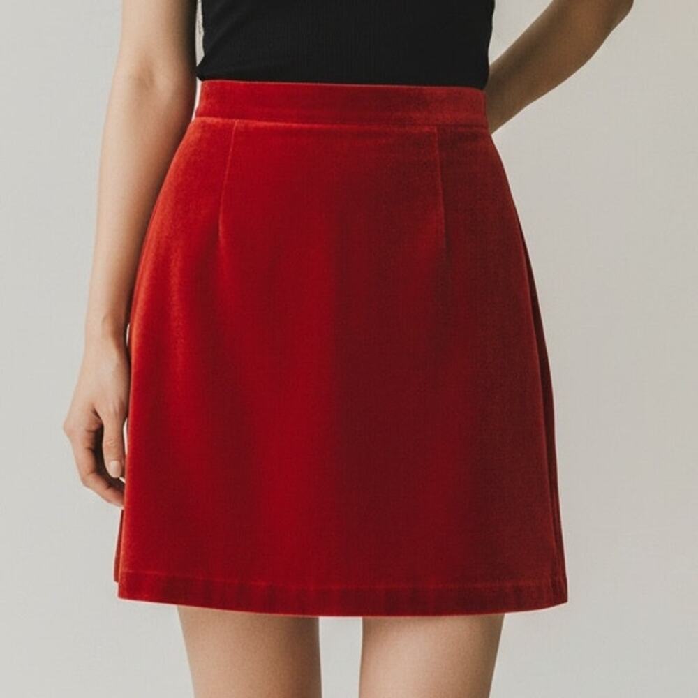J.Crew Soft Velvet Mini Skirt Lined Lightweight Zip Up Back 4 Coral Orange Shade